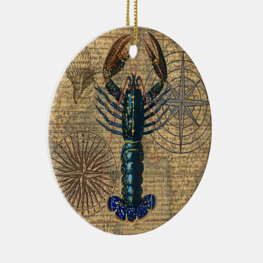 Hummer-Meeresfrüchte Maine Classic Ocean Keramik Ornament (Rechts)