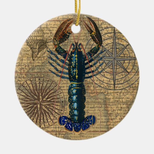 Hummer-Meeresfrüchte Maine Classic Ocean Keramik Ornament (Vorne)