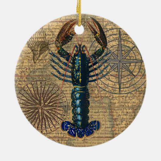 Hummer-Meeresfrüchte Maine Classic Ocean Keramik Ornament (Hinten)