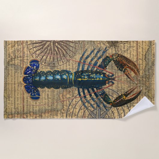 Hummer-Meeresfrüchte Maine Classic Ocean Strandtuch (Vorderseite)