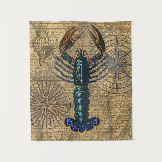 Hummer-Meeresfrüchte Maine Classic Ocean Wandteppich (Vorderseite)