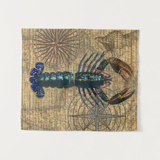 Hummer-Meeresfrüchte Maine Classic Ocean Wandteppich (Vorderseite (Horizontal))