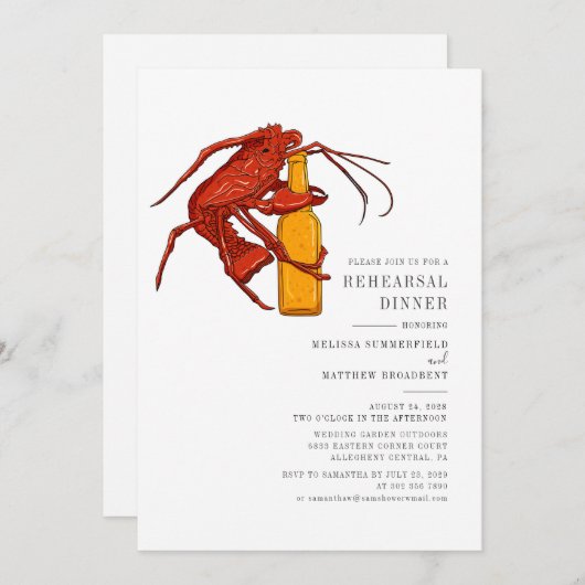 Hummer Meeresfrüchte Probe Abendessen Einladung (Vorne/Hinten)