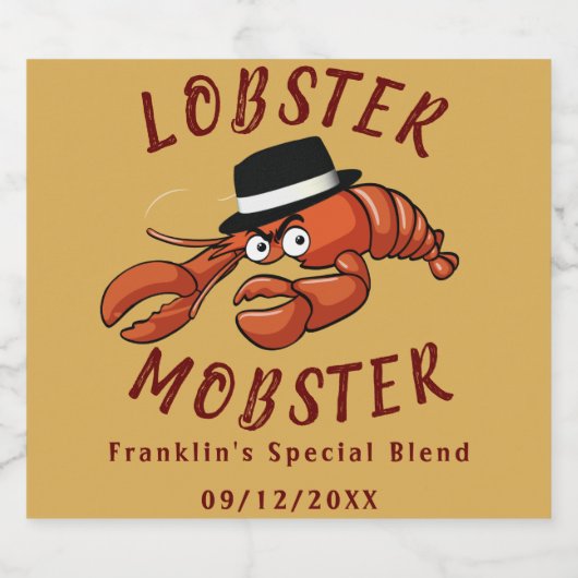 Hummer Mobster 🦞 weiträumiger Mit Augen Niedliche Bierflaschenetikett (Einzelnes Label)