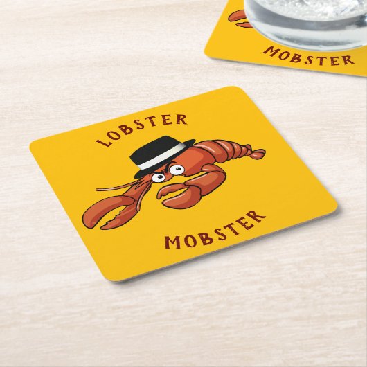 Hummer Mobster 🦞 weiträumiger Mit Augen Niedliche Rechteckiger Pappuntersetzer (angewinkelt)