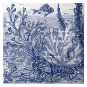 Hummer-Mural unter Sea Dark Blue Ocean Hummer Mura Fliese