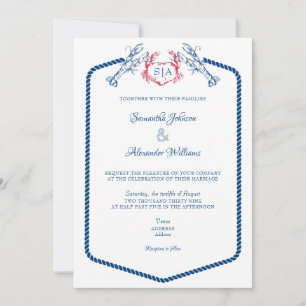 Hummer Nautical Monogram Script Hochzeit der Marin Einladung