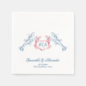Hummer Nautical Monogram Script Hochzeit der Marin Serviette (Vorderseite)