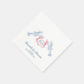 Hummer Nautical Monogram Script Hochzeit der Marin Serviette (Ecke)