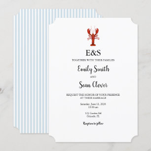 Hummer Nautical Wedding Monogram Blue Stripe Einladung