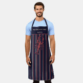 Hummer Restaurant Navy Blau und Rot gestreift Schürze (Getragen)