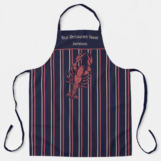 Hummer Restaurant Navy Blau und Rot gestreift Schürze (Vorderseite)