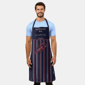 Hummer Restaurant Navy Blau und Rot gestreift Schürze (Getragen)