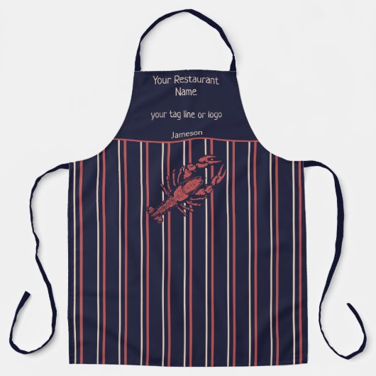 Hummer Restaurant Navy Blau und Rot gestreift Schürze (Vorderseite)