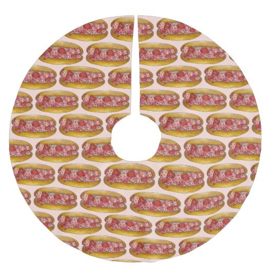 Hummer Roll Portland Maine Meeresfrüchte Sandwich Polyester Weihnachtsbaumdecke (Vorderseite)