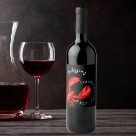 Hummer Roter Krabbenfisch Kohlenname Party Weinetikett