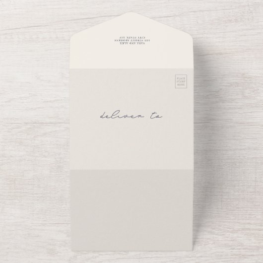 Hummer Rustic Beach Hochzeit Dunkelblau QR All In One Einladung (Außenbereich)