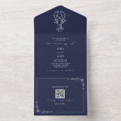 Hummer Rustic Beach Hochzeit Dunkelblau QR All In One Einladung (Innen Boden)