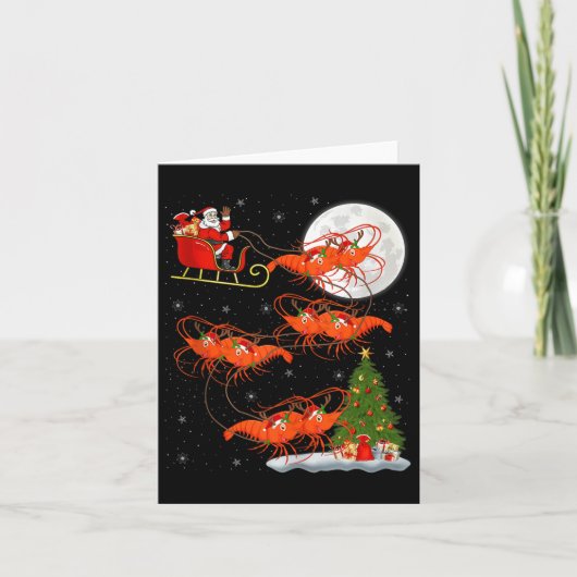 Hummer Shrimp Santa Schlitten Fliegend Lustig Magi Karte (Vorderseite)
