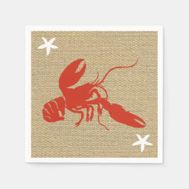 Hummer & Starfish Nautic Beach Imitats Burlap Serviette