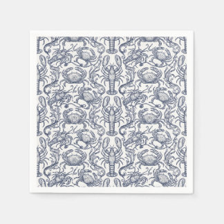Hummer-Toile in Marineblau - Coastal Grandmother C Serviette
