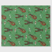 Hummer und Fischerboote an grünen Weihnachten Geschenkpapier (Flach)