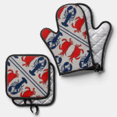 Hummer und Krabben Krebse Meeresfrüchte Ofenhandschuh & Topflappen-Set (Vorderseite/Rückseite)