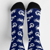 Hummer und Krabben Navy Blau und Weiß Gemustert Socken (Oben)