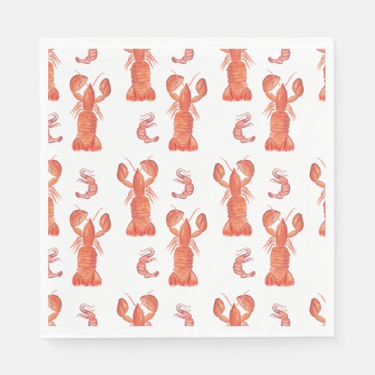 Hummer- und Krebstier-Muster-Hochzeit Serviette (Vorderseite)