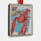 Hummer-und Portland-Leuchtturm-Szene Ornament Aus Metall (Rechts)