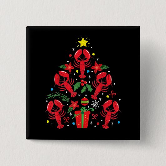 Hummer Weihnachtsbaum Funny Xmas Geschenk Button (Vorderseite)