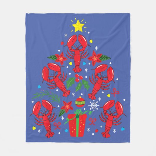 Hummer Weihnachtsbaum Funny Xmas Geschenk Fleecedecke (Vorderseite)