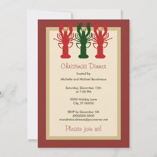 Hummer-Weihnachtsessen Einladung (Vorderseite)