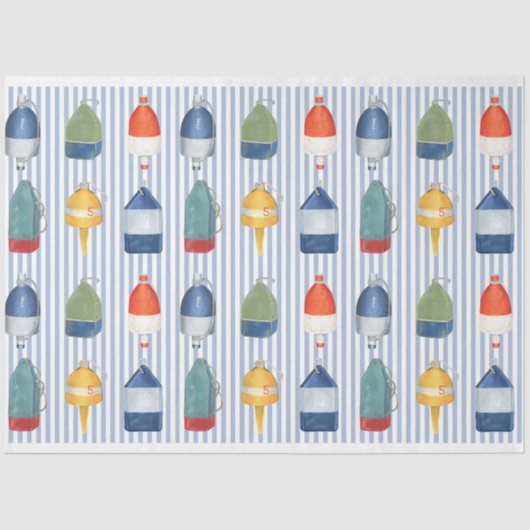 Hummerbojen auf blauem Stripteppich-Papier Seidenpapier (Vorderseite)