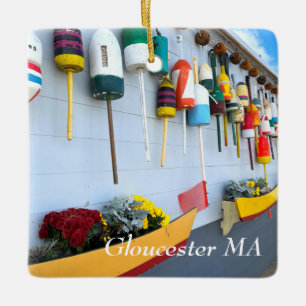 Hummerbojen auf einem Gebäude in Gloucester MA Keramikornament