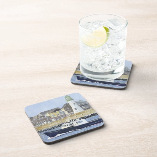 Hummerboot Scituate-Hafen Getränkeuntersetzer (Rechte Seite)