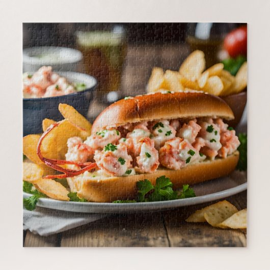 Hummerbrötchen und Kartoffelchips Puzzle (Vertikal)