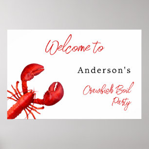 Hummercrawfish kochen Party rot Weißer Empfang Poster