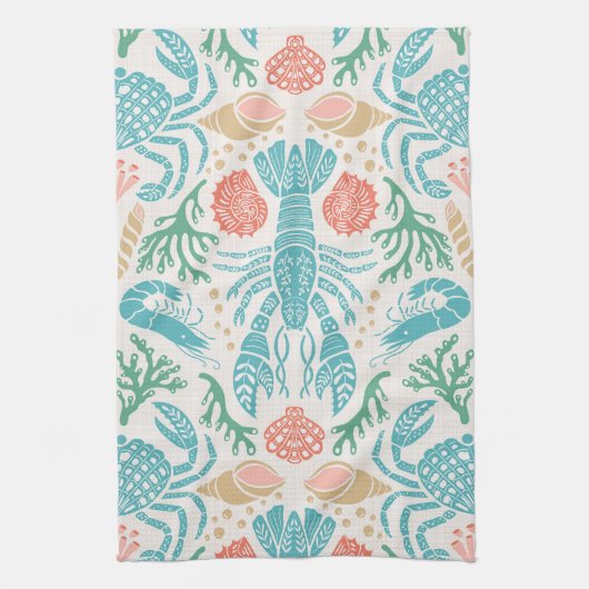 Hummerdesign | Crustacus core print Geschirrtuch (Vertikal)