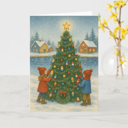 Hummerfalle Tree Weihnachtskarte Karte (Gelbe Blume)