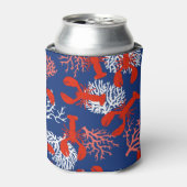 Hummerkohl Party Rot Weiß und Blauer Fisch Dosenkühler (Kanne Vorderseite)