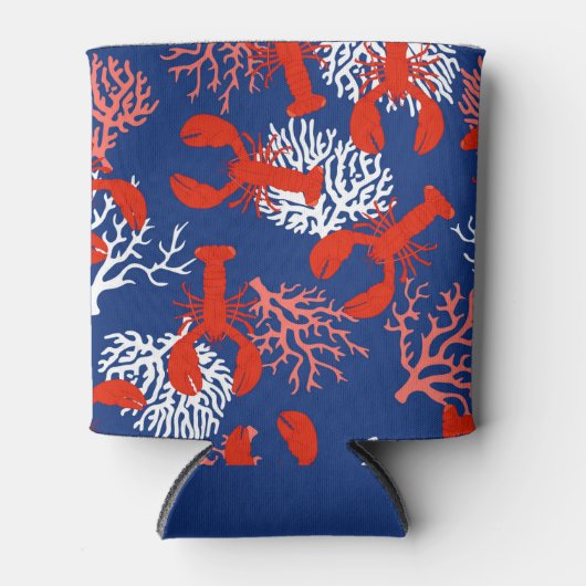 Hummerkohl Party Rot Weiß und Blauer Fisch Dosenkühler (Vorderseite)