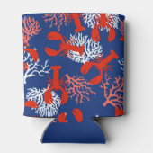 Hummerkohl Party Rot Weiß und Blauer Fisch Dosenkühler (Rückseite)