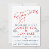 Hummerkohle und Clam Bake | Sommerliche Party Einl Einladung (Vorderseite)
