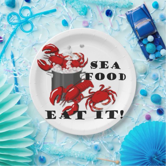 Hummerkrabbe Meeresfrüchte essen Pappteller (Party)