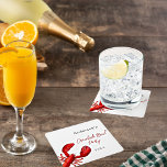 Hummerkrabbe Party rot Rechteckiger Pappuntersetzer<br><div class="desc">Für einen Sommer,  Herbst oder ein Langusten kochen Party. Ein weißer Hintergrund. Sie ist mit einem großen roten Hummer dekoriert. Personalisieren Sie Ihren Text und fügen Sie ihn hinzu. Schwarzer und roter Text.</div>