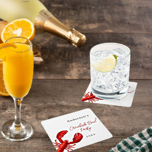 Hummerkrabbe Party rot Rechteckiger Pappuntersetzer