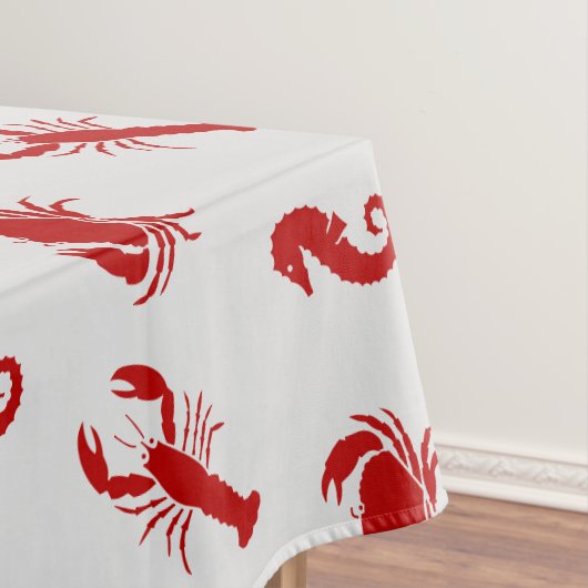 Hummerkrabbe-Seepferd-Krimson Tischdecke (Beispiel)