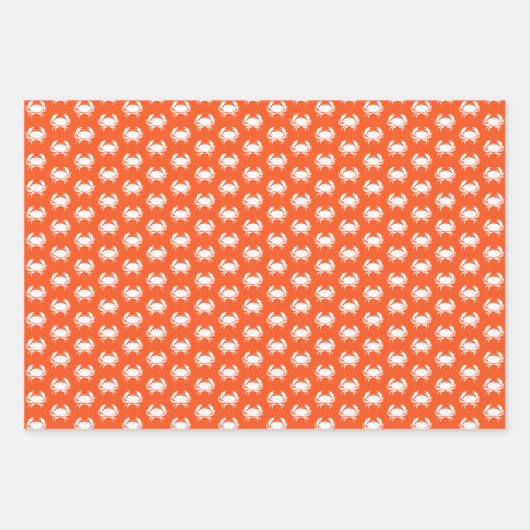 Hummerkrabbe Seepferd Orange Muster Küstenlinie ni Geschenkpapier Set (Vorderseite 3)