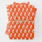 Hummerkrabbe Seepferd Orange Muster Küstenlinie ni Geschenkpapier Set (Beispiel)